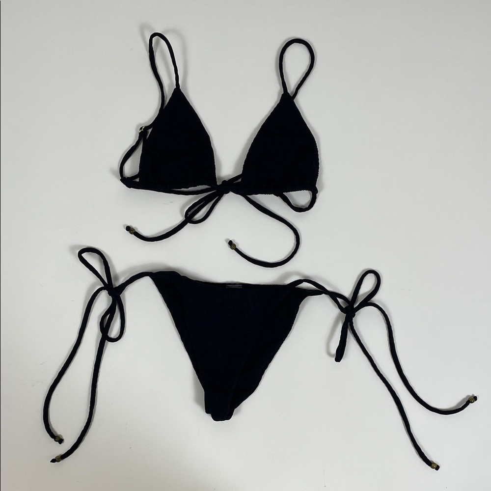 FELLA Black Triangle String Bikini. Size M. Arnie Top/Marcus Bottom.